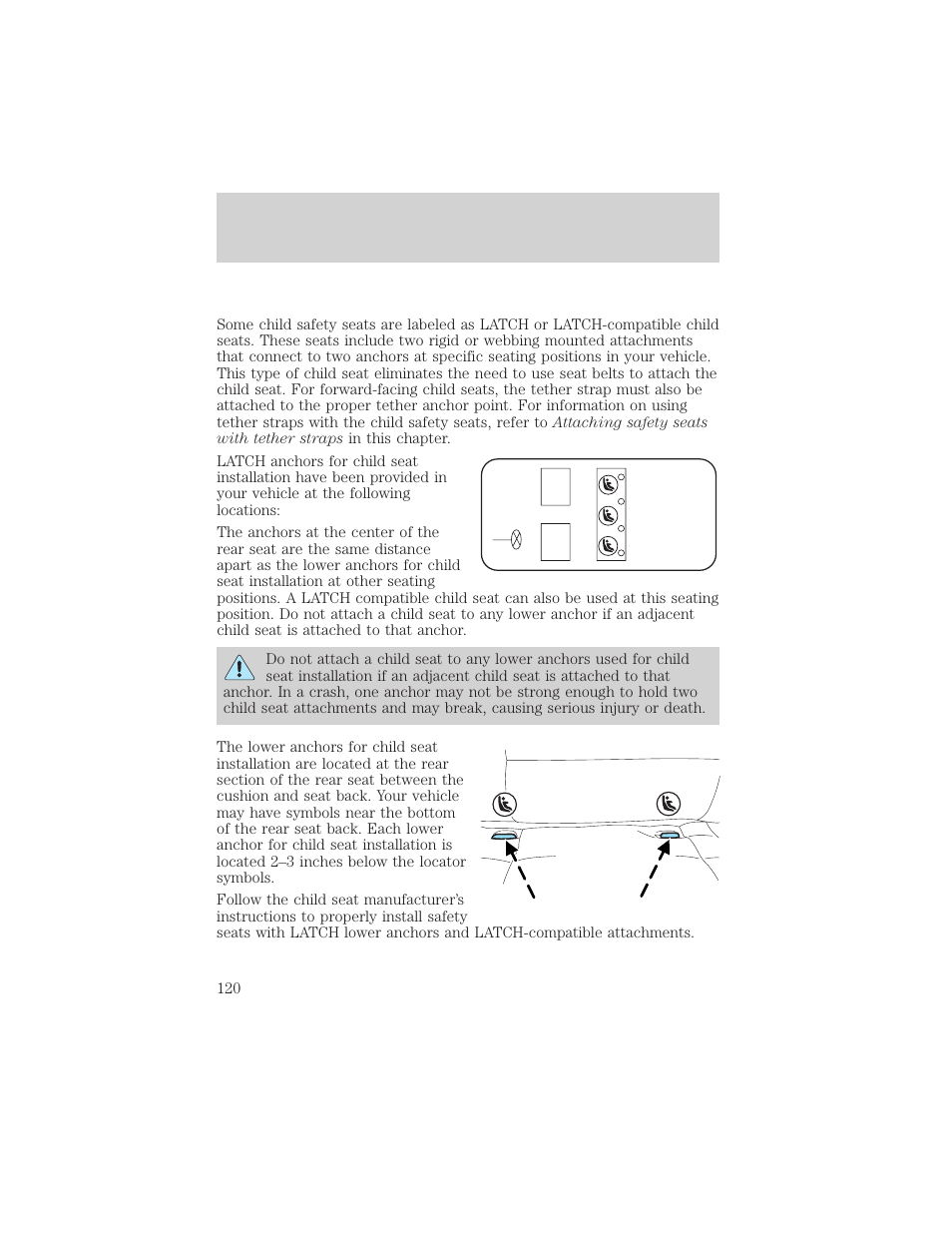 Seating and safety restraints | FORD 2001 Taurus User Manual | Page 120 / 256