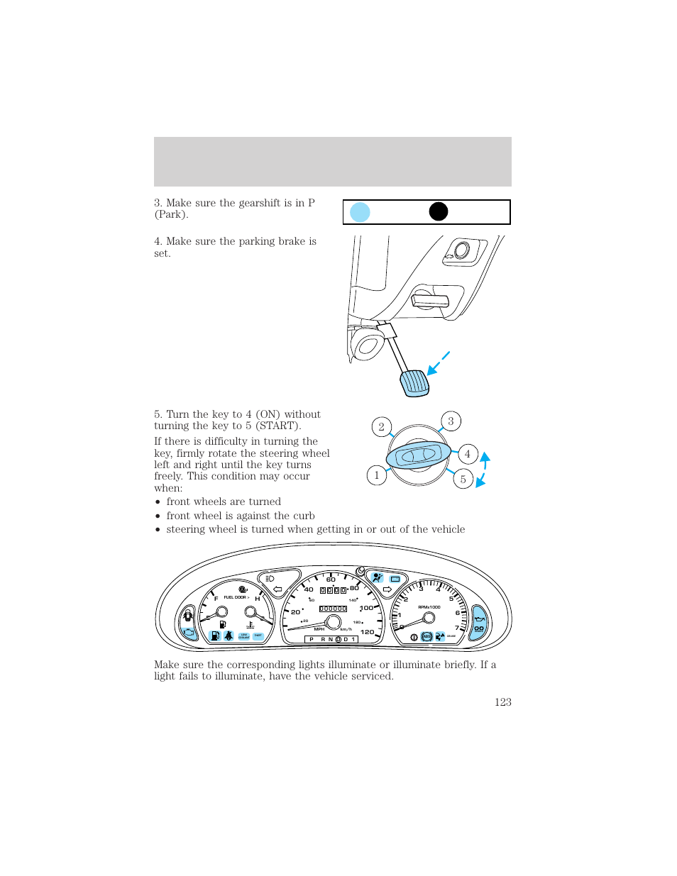 Starting | FORD 2001 Taurus User Manual | Page 123 / 256