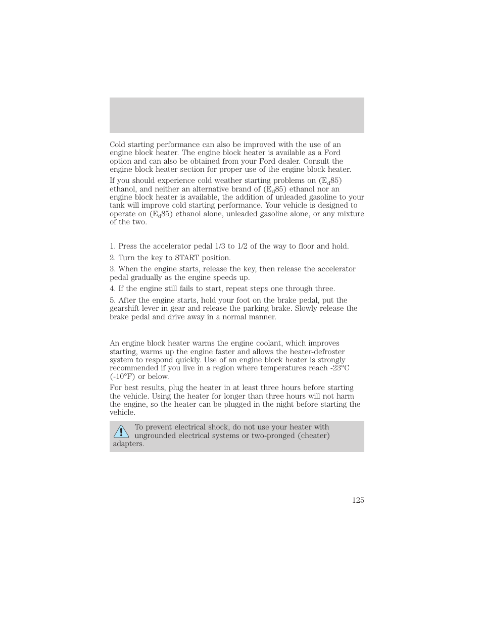 Starting | FORD 2001 Taurus User Manual | Page 125 / 256