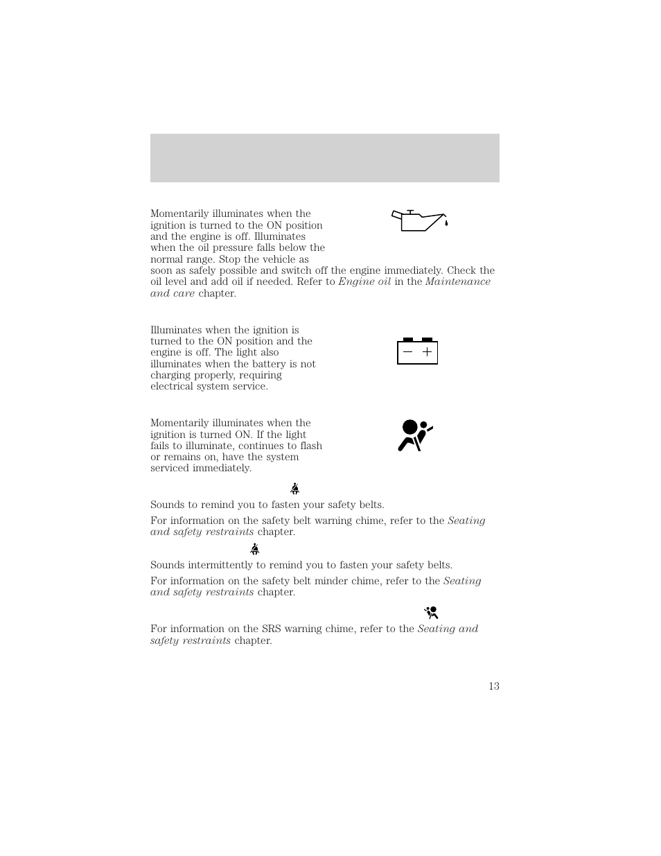 Instrumentation | FORD 2001 Taurus User Manual | Page 13 / 256