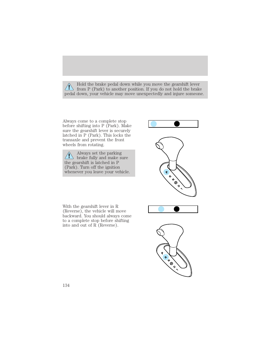 Driving | FORD 2001 Taurus User Manual | Page 134 / 256