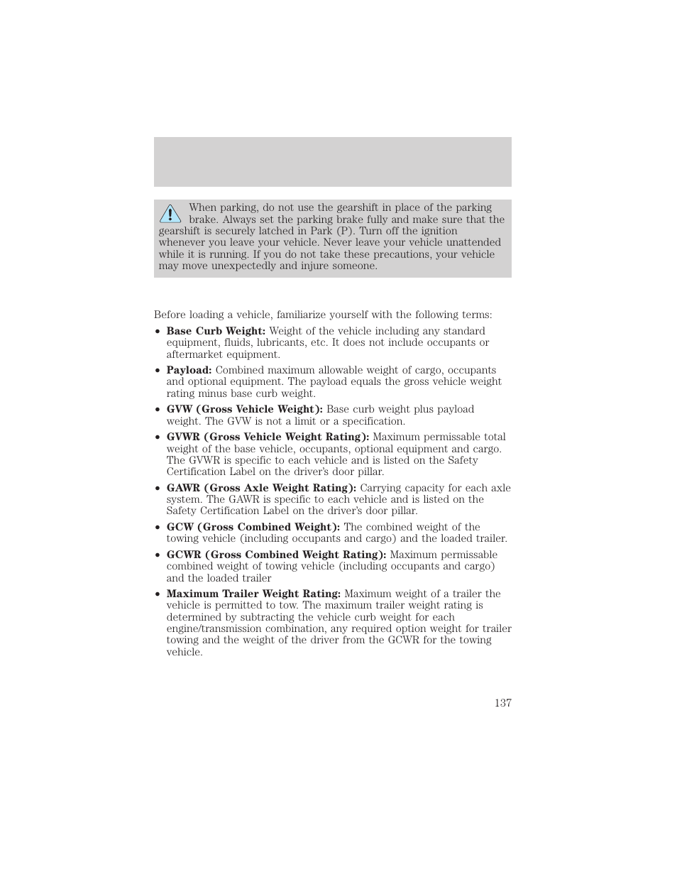 Driving | FORD 2001 Taurus User Manual | Page 137 / 256