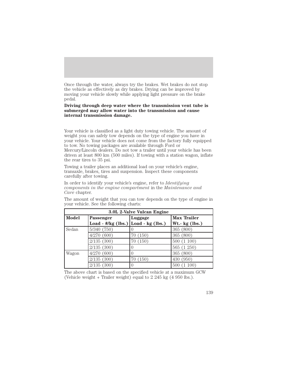 Driving | FORD 2001 Taurus User Manual | Page 139 / 256