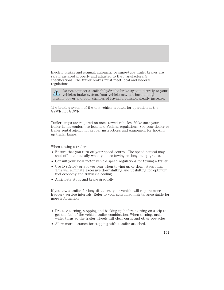 Driving | FORD 2001 Taurus User Manual | Page 141 / 256