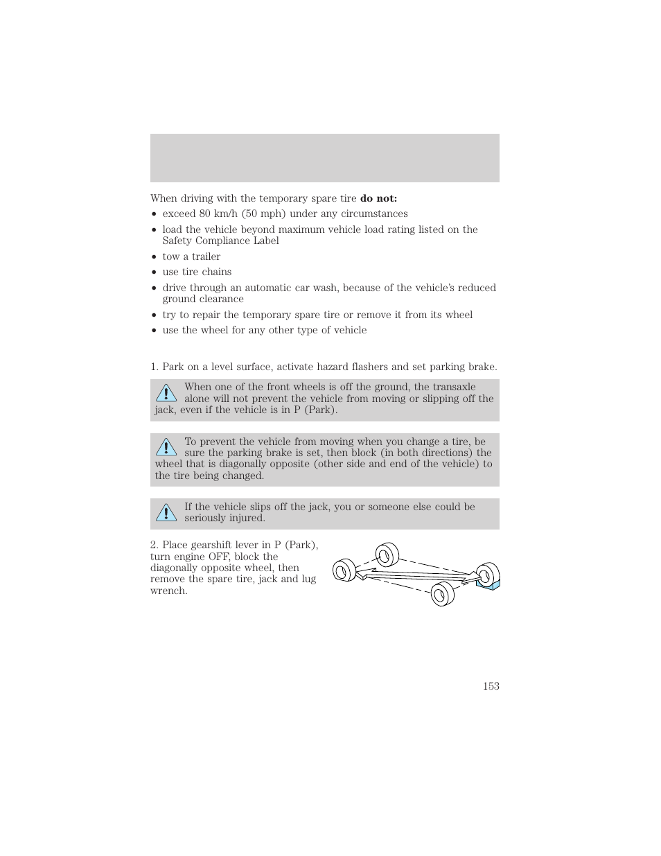 Roadside emergencies | FORD 2001 Taurus User Manual | Page 153 / 256