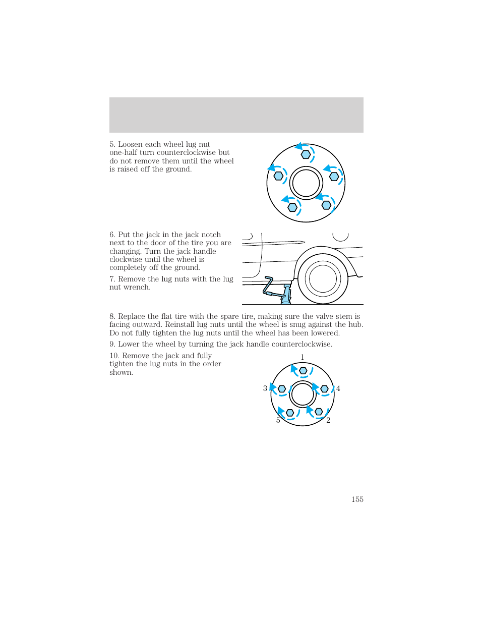 Roadside emergencies | FORD 2001 Taurus User Manual | Page 155 / 256