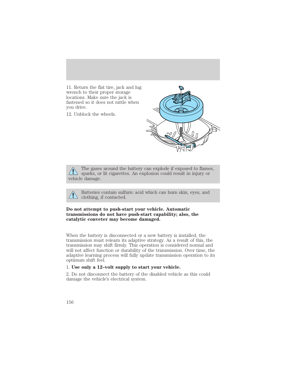Roadside emergencies | FORD 2001 Taurus User Manual | Page 156 / 256