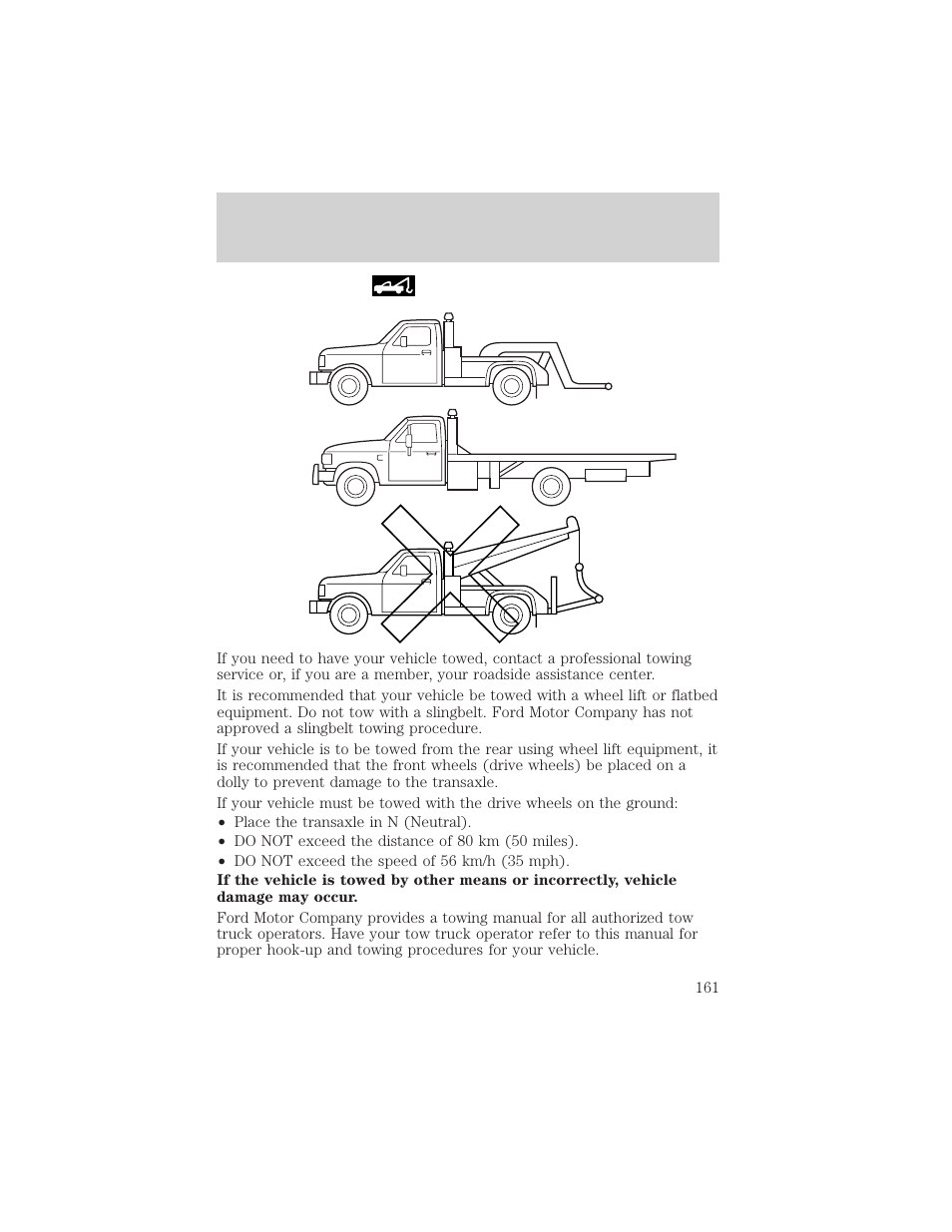 Roadside emergencies | FORD 2001 Taurus User Manual | Page 161 / 256