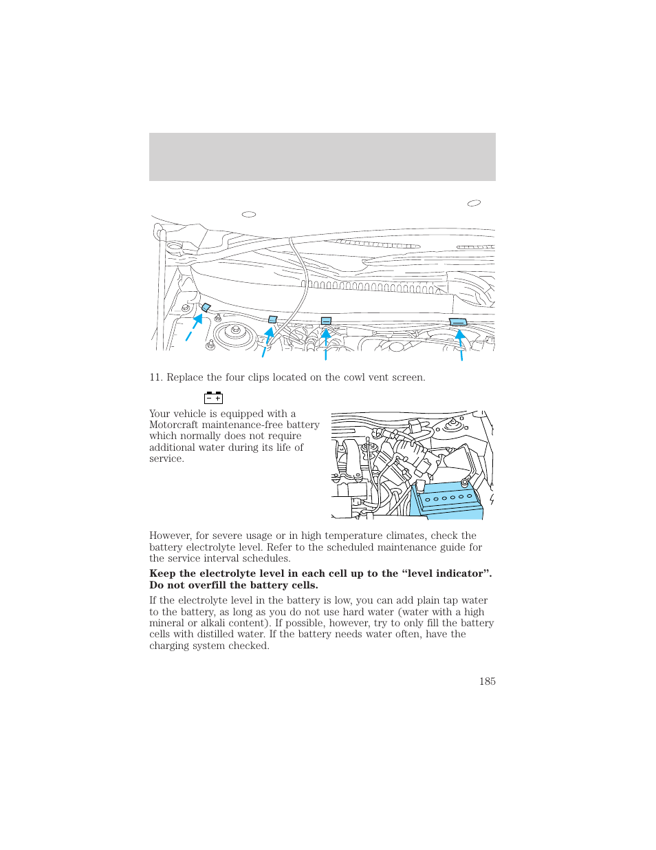 Maintenance and care | FORD 2001 Taurus User Manual | Page 185 / 256