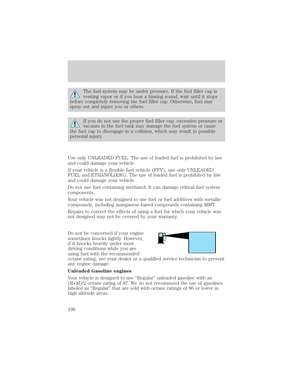 FORD 2001 Taurus User Manual | Page 196 / 256