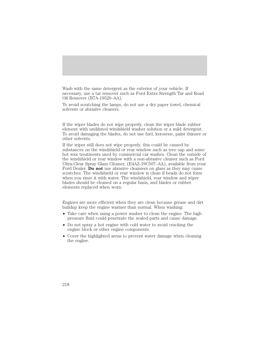 Maintenance and care | FORD 2001 Taurus User Manual | Page 218 / 256