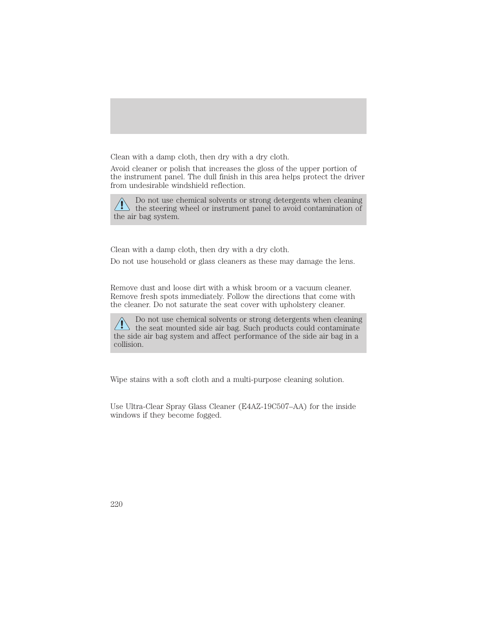 Maintenance and care | FORD 2001 Taurus User Manual | Page 220 / 256