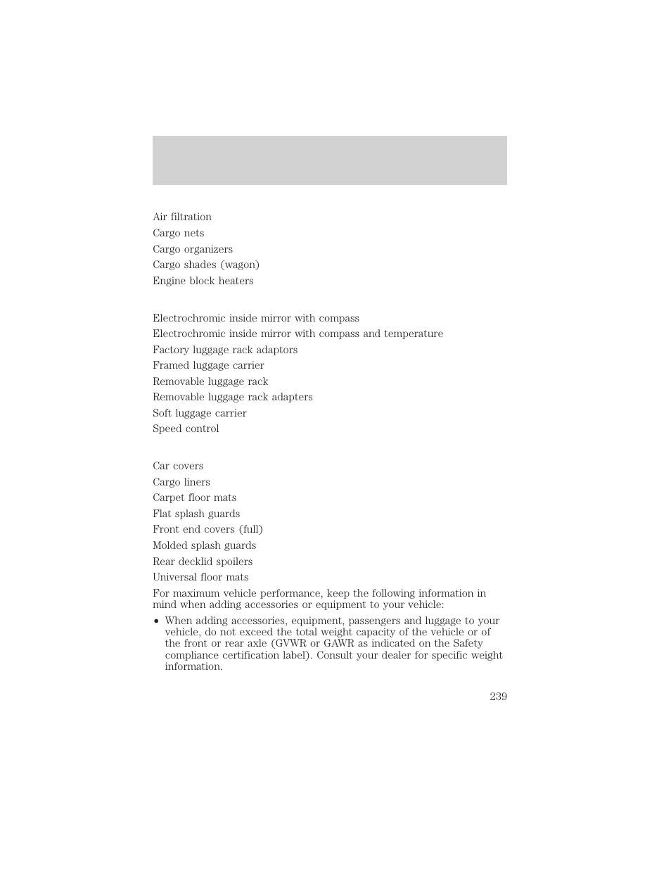 Customer assistance | FORD 2001 Taurus User Manual | Page 239 / 256