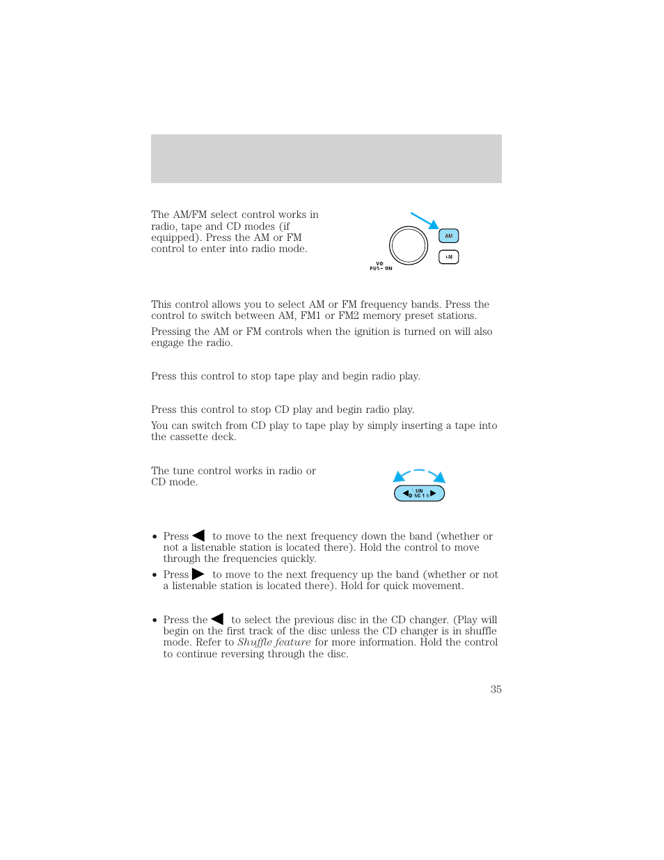 Controls and features | FORD 2001 Taurus User Manual | Page 35 / 256