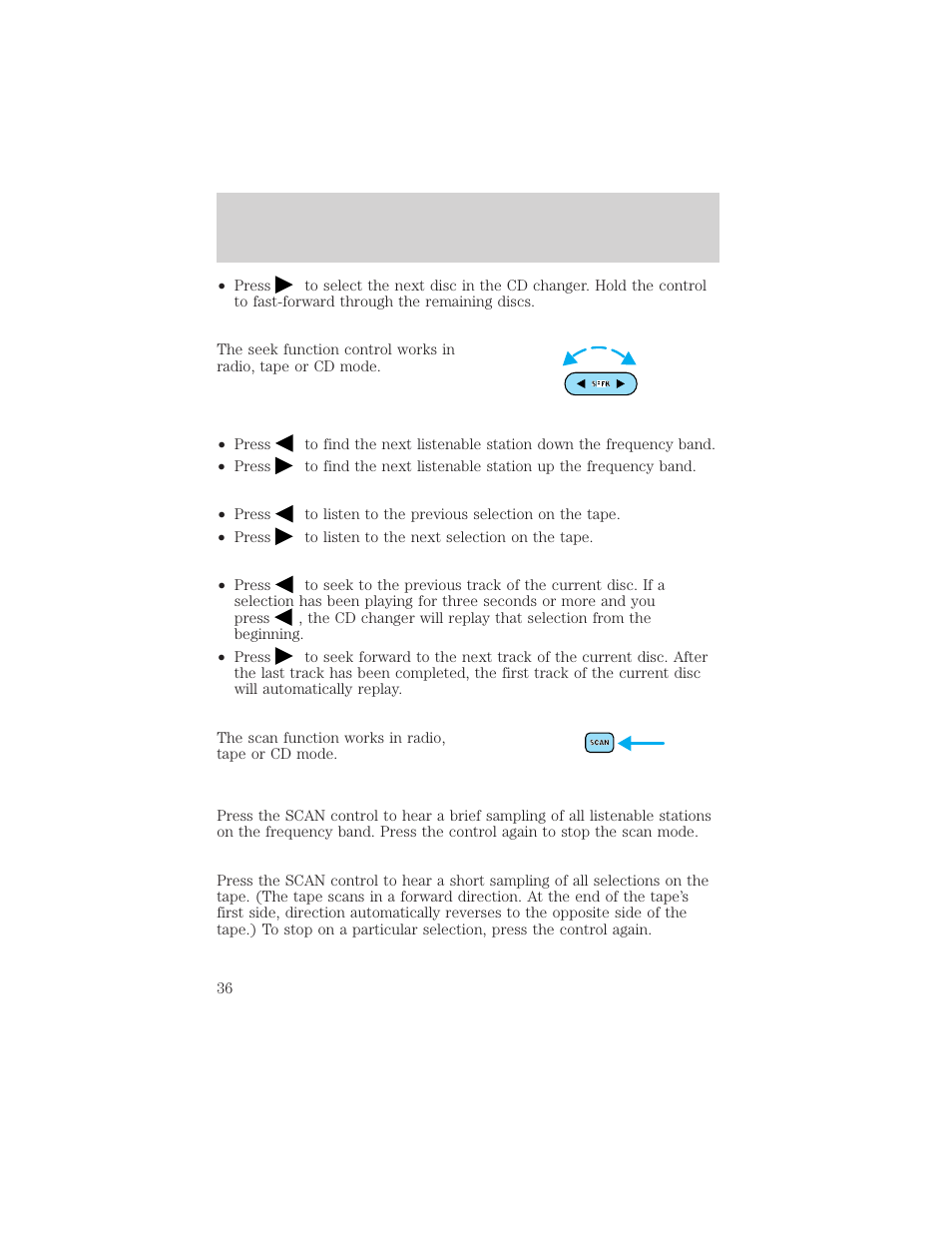 Controls and features | FORD 2001 Taurus User Manual | Page 36 / 256