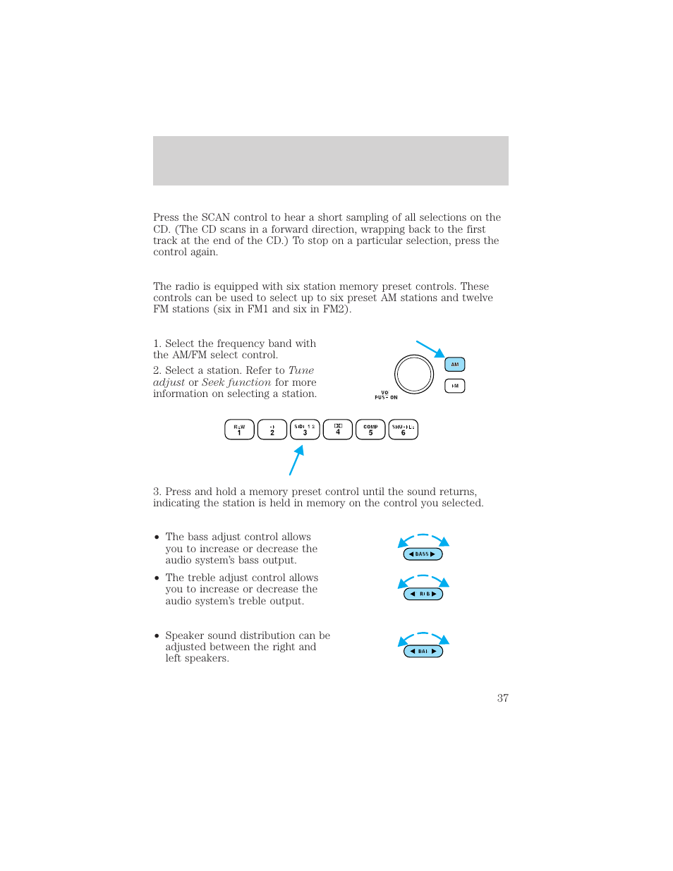 Controls and features | FORD 2001 Taurus User Manual | Page 37 / 256