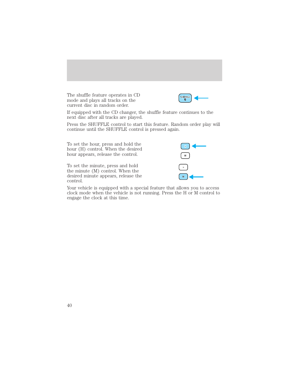 Controls and features | FORD 2001 Taurus User Manual | Page 40 / 256