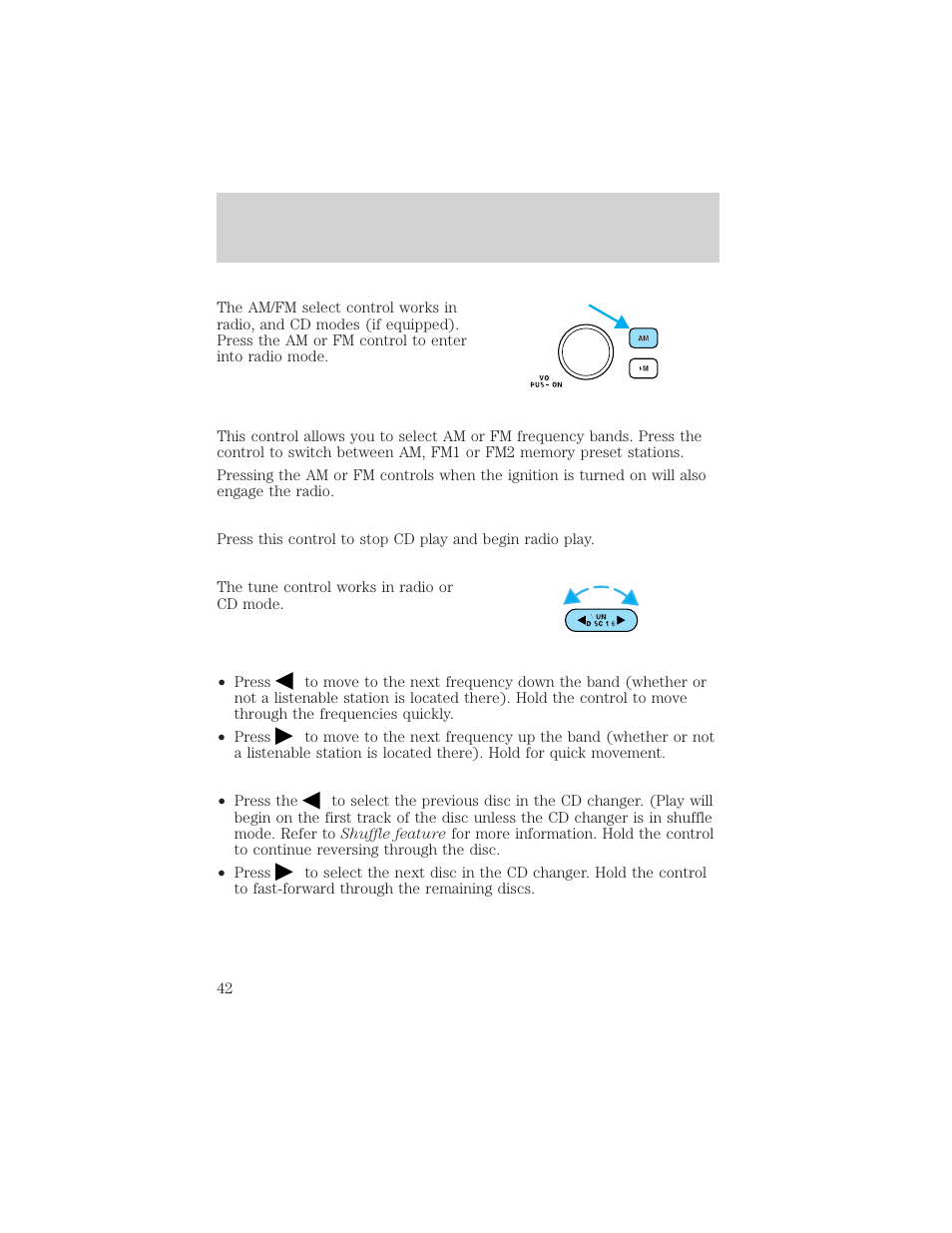 Controls and features | FORD 2001 Taurus User Manual | Page 42 / 256
