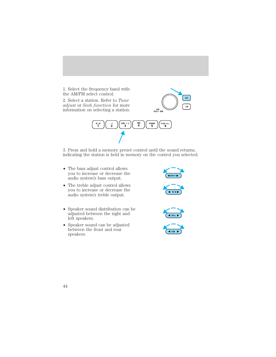 Controls and features | FORD 2001 Taurus User Manual | Page 44 / 256