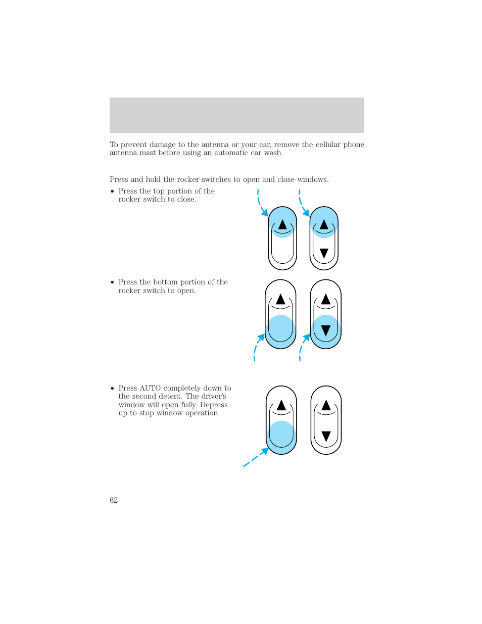 Controls and features | FORD 2001 Taurus User Manual | Page 62 / 256
