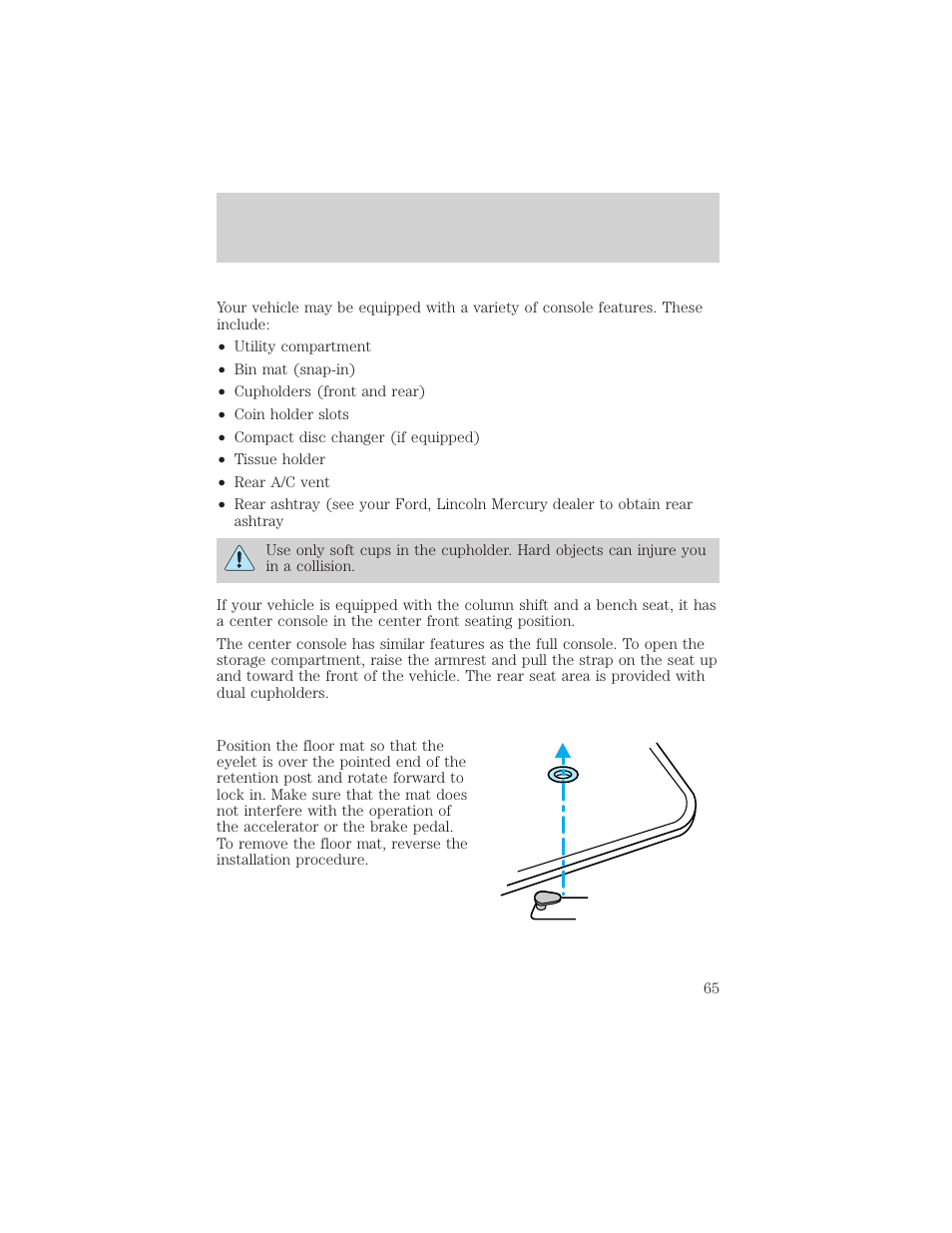 Controls and features | FORD 2001 Taurus User Manual | Page 65 / 256
