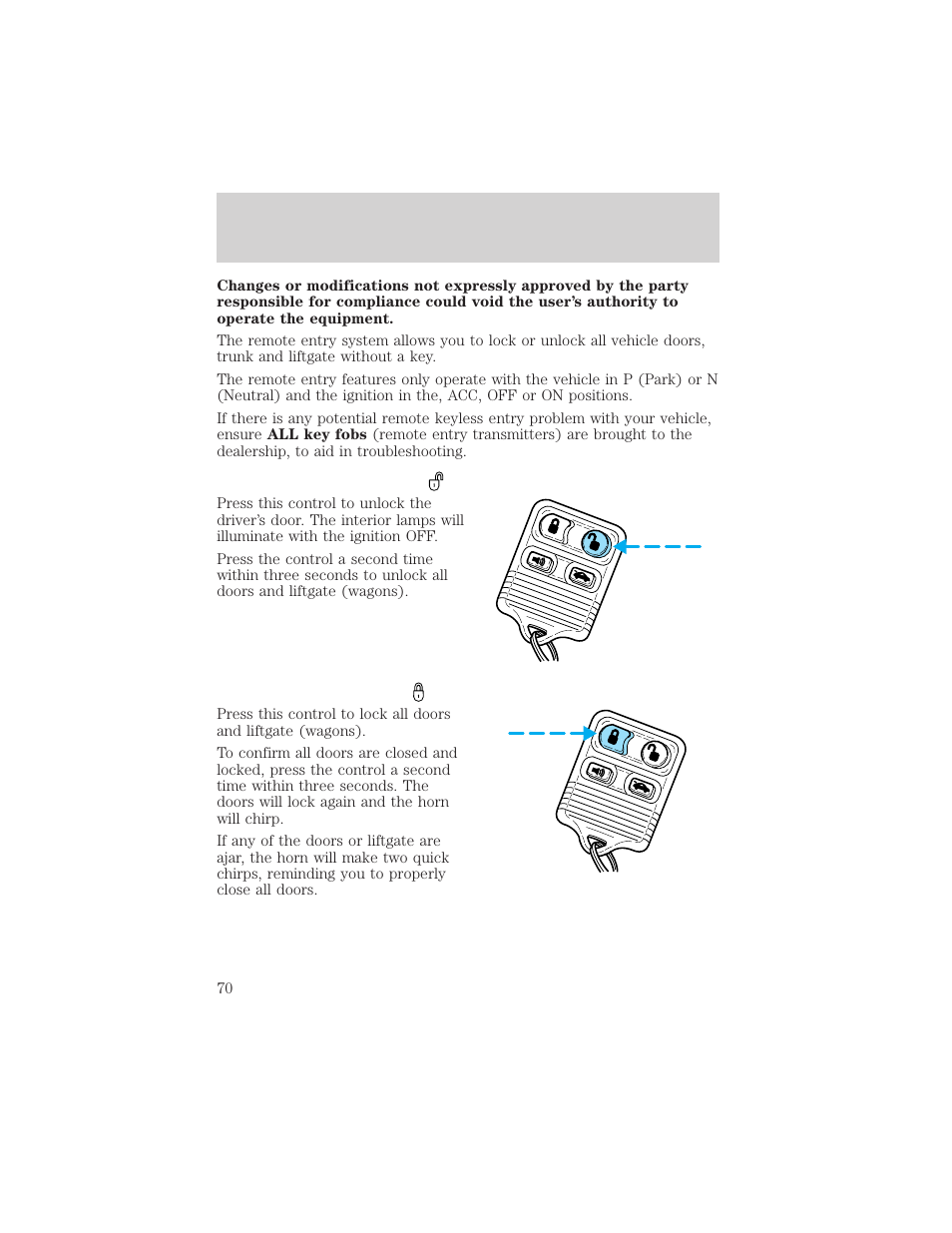 Controls and features | FORD 2001 Taurus User Manual | Page 70 / 256