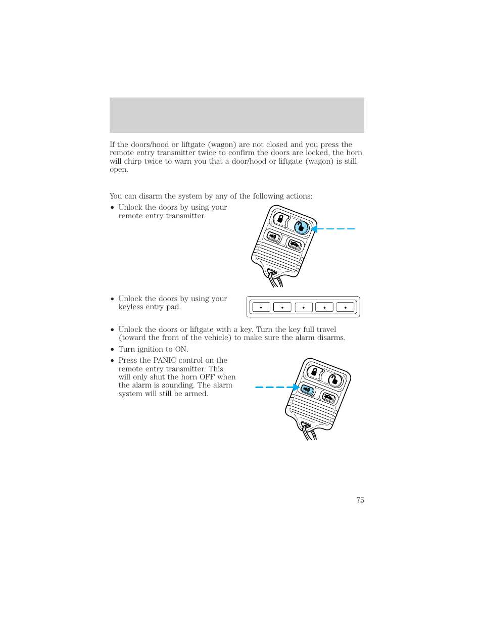 Controls and features | FORD 2001 Taurus User Manual | Page 75 / 256