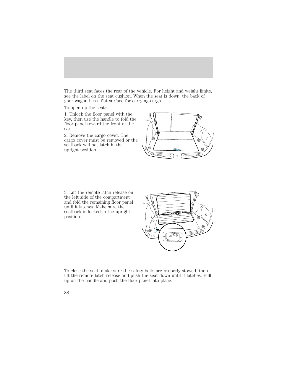 Seating and safety restraints | FORD 2001 Taurus User Manual | Page 88 / 256