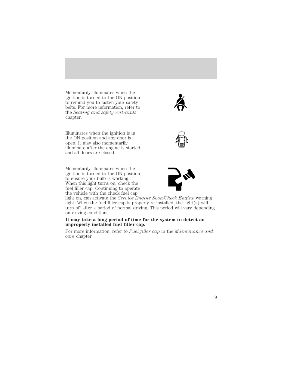 Instrumentation | FORD 2001 Taurus User Manual | Page 9 / 256