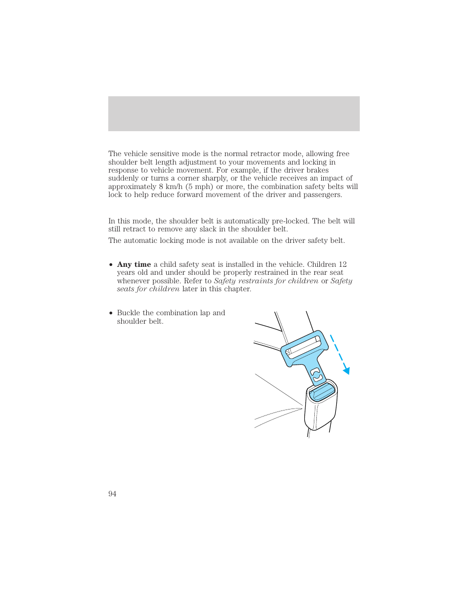 Seating and safety restraints | FORD 2001 Taurus User Manual | Page 94 / 256