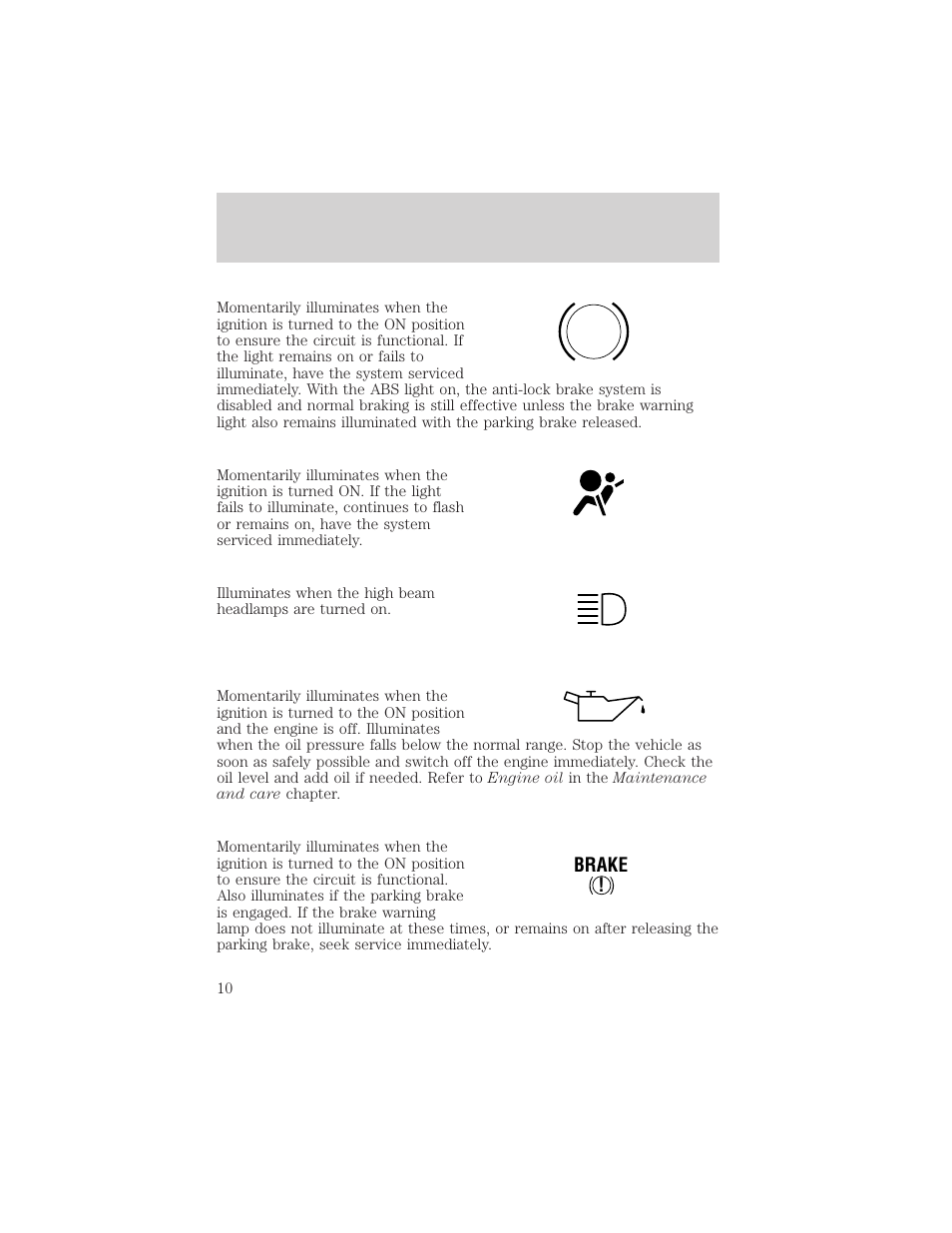 Instrumentation | FORD 2001 Windstar User Manual | Page 10 / 288