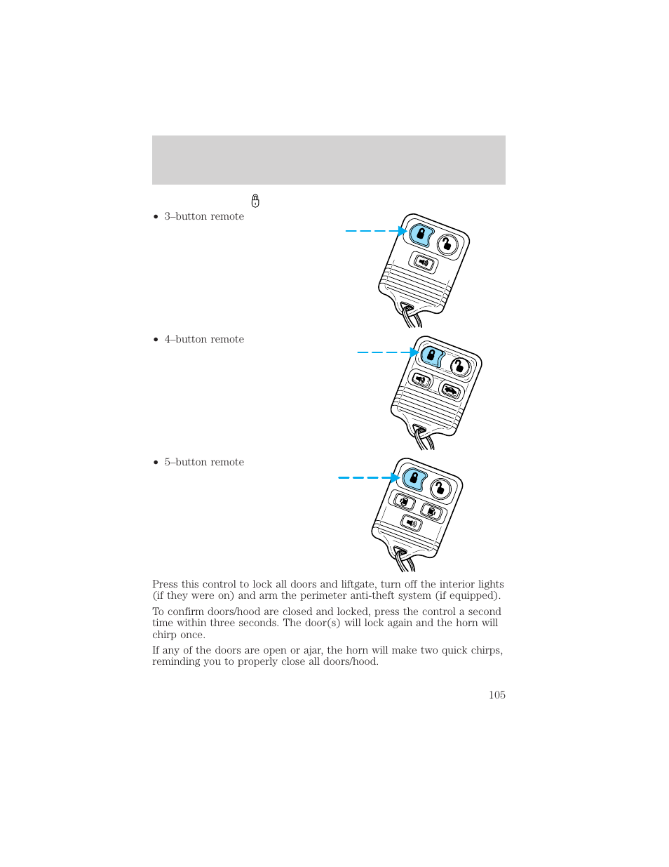 Controls and features | FORD 2001 Windstar User Manual | Page 105 / 288