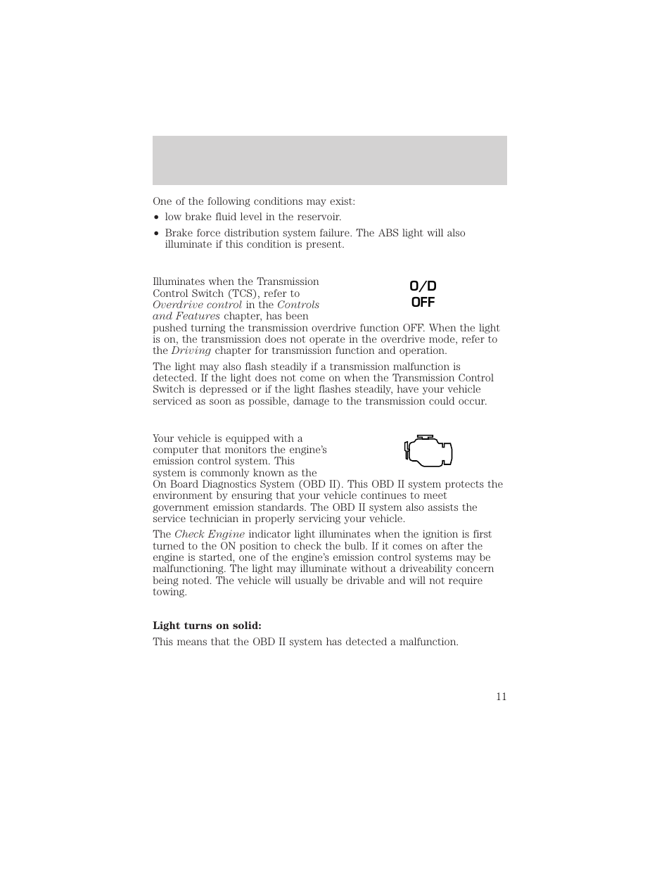 Instrumentation | FORD 2001 Windstar User Manual | Page 11 / 288