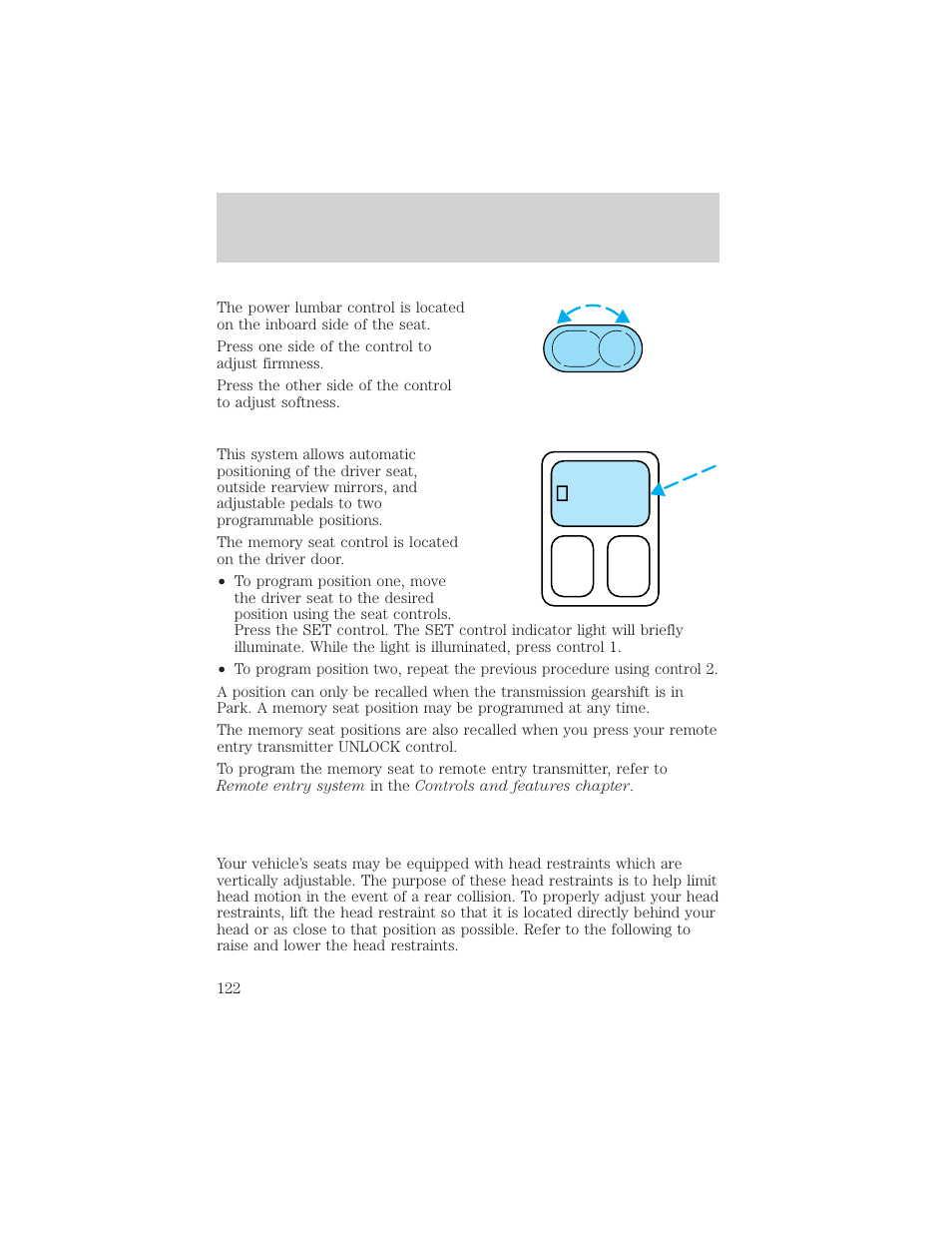 Seating and safety restraints | FORD 2001 Windstar User Manual | Page 122 / 288