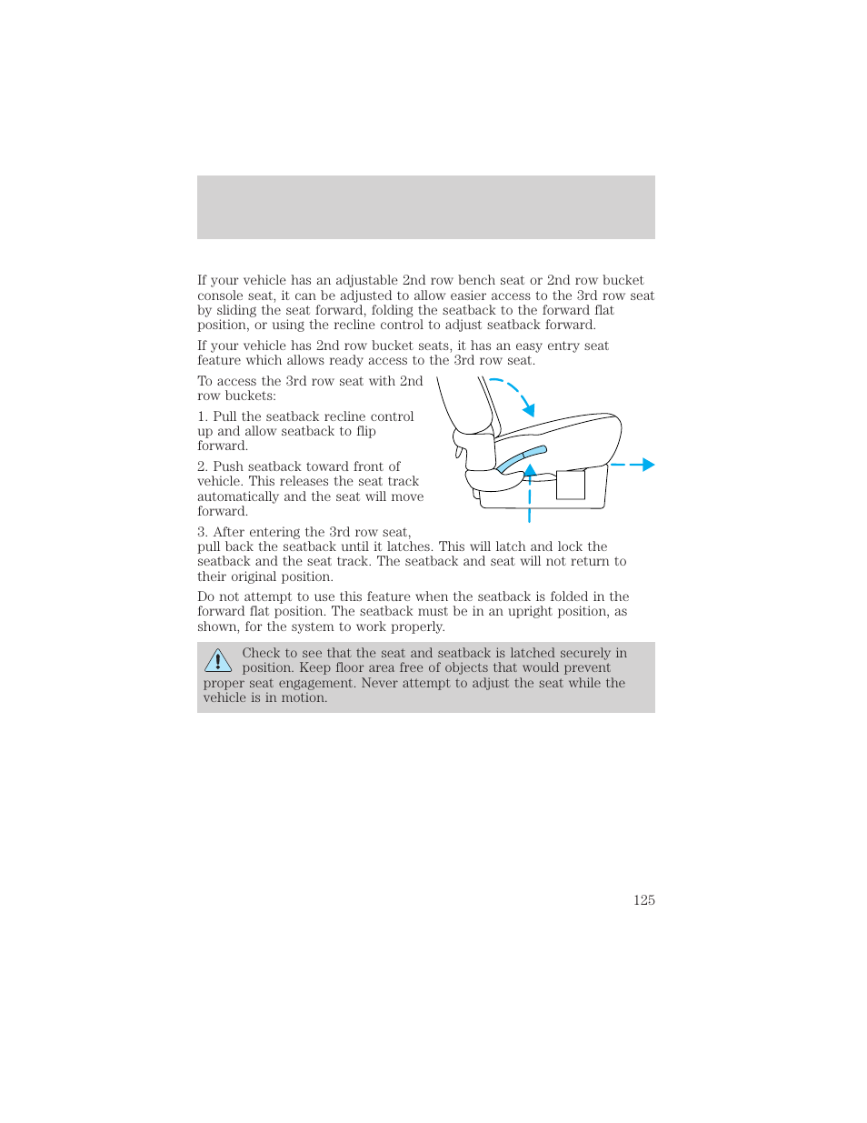 Seating and safety restraints | FORD 2001 Windstar User Manual | Page 125 / 288