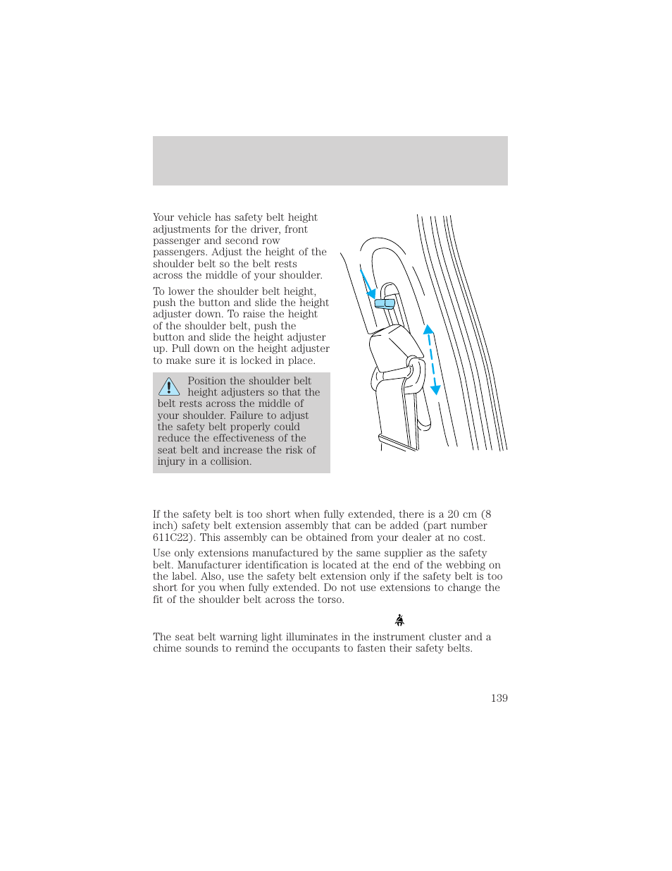 Seating and safety restraints | FORD 2001 Windstar User Manual | Page 139 / 288