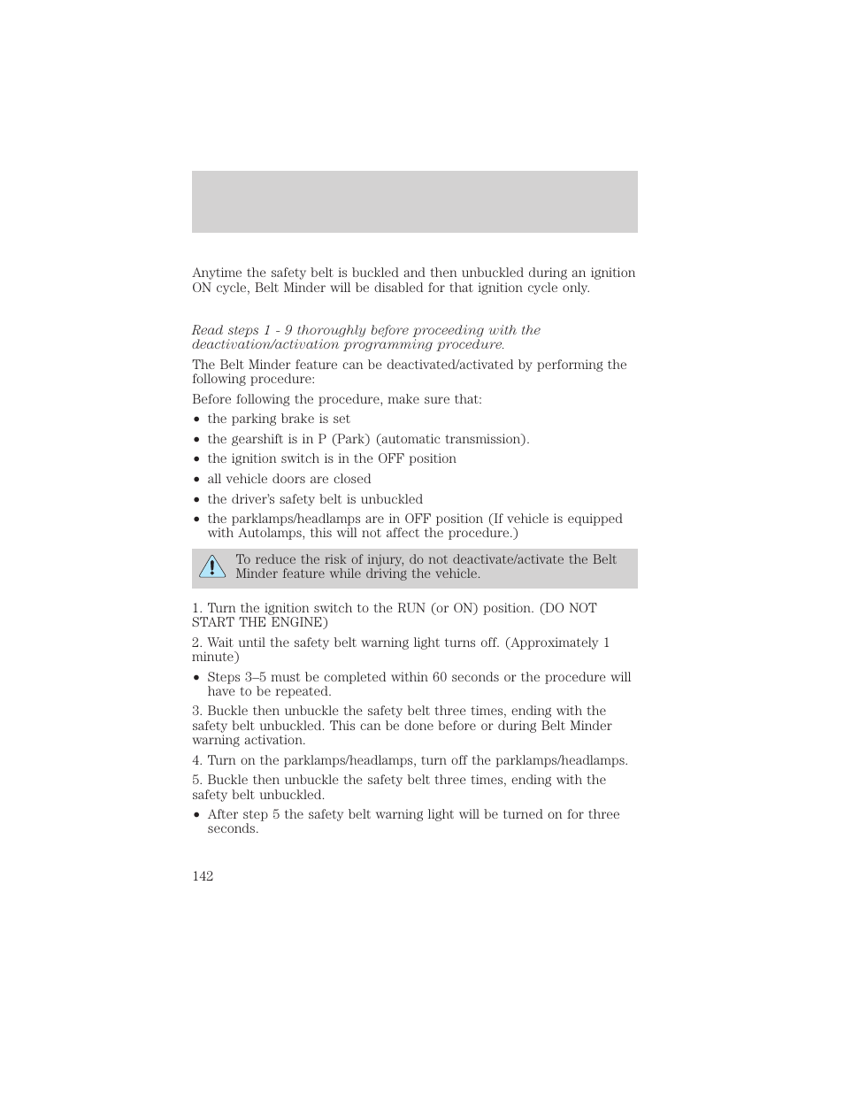 Seating and safety restraints | FORD 2001 Windstar User Manual | Page 142 / 288