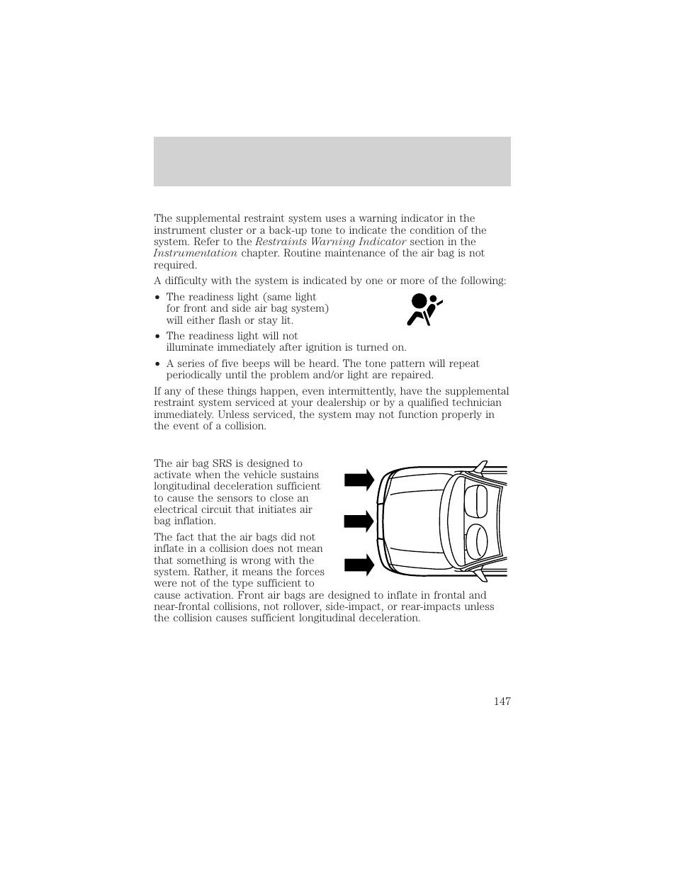 Seating and safety restraints | FORD 2001 Windstar User Manual | Page 147 / 288