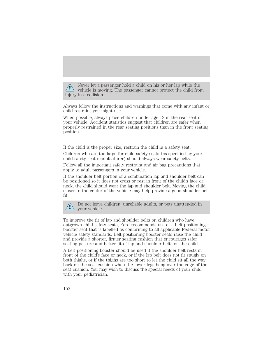 Seating and safety restraints | FORD 2001 Windstar User Manual | Page 152 / 288