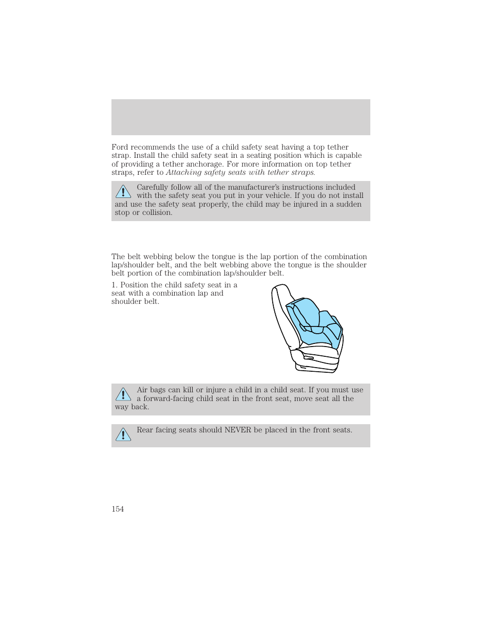 Seating and safety restraints | FORD 2001 Windstar User Manual | Page 154 / 288