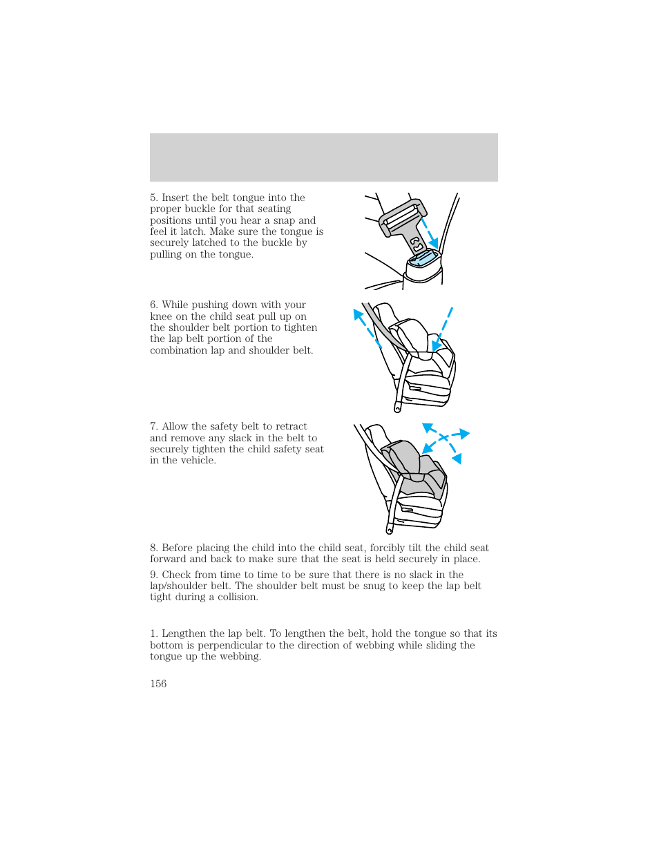 Seating and safety restraints | FORD 2001 Windstar User Manual | Page 156 / 288