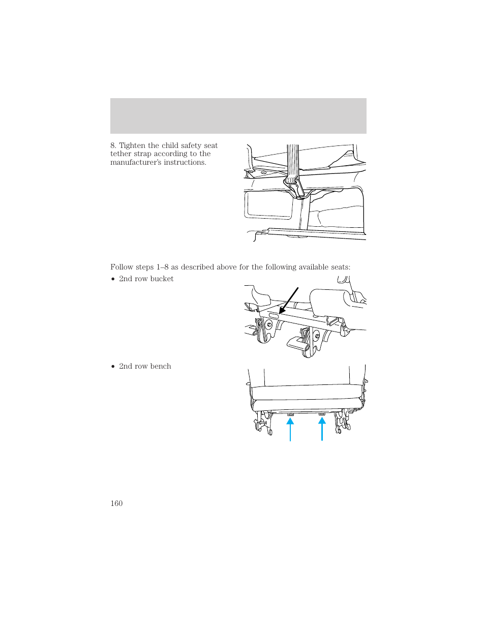 Seating and safety restraints | FORD 2001 Windstar User Manual | Page 160 / 288