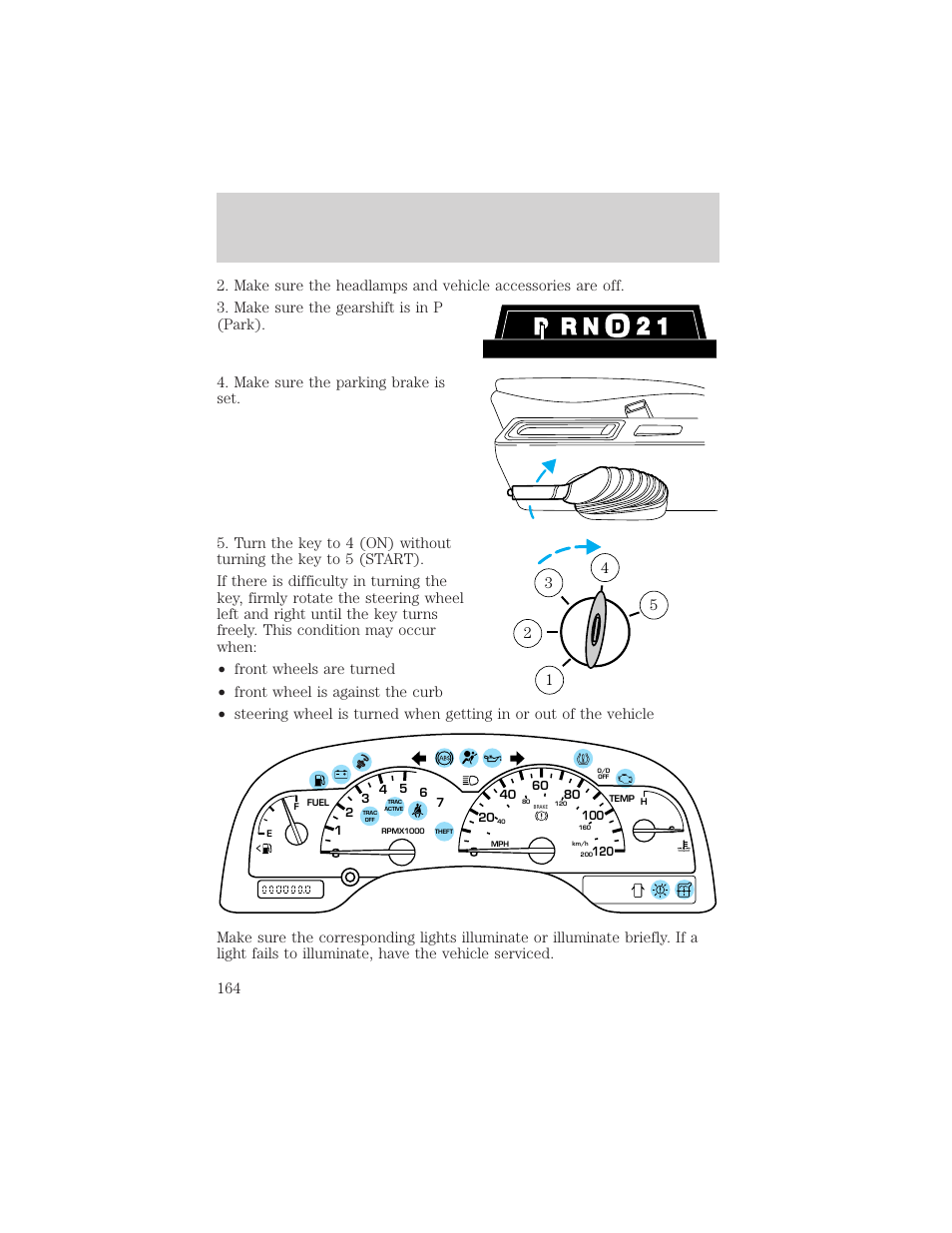 Starting | FORD 2001 Windstar User Manual | Page 164 / 288