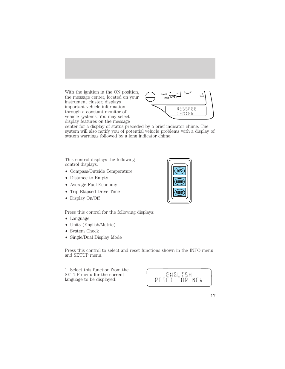 Instrumentation | FORD 2001 Windstar User Manual | Page 17 / 288