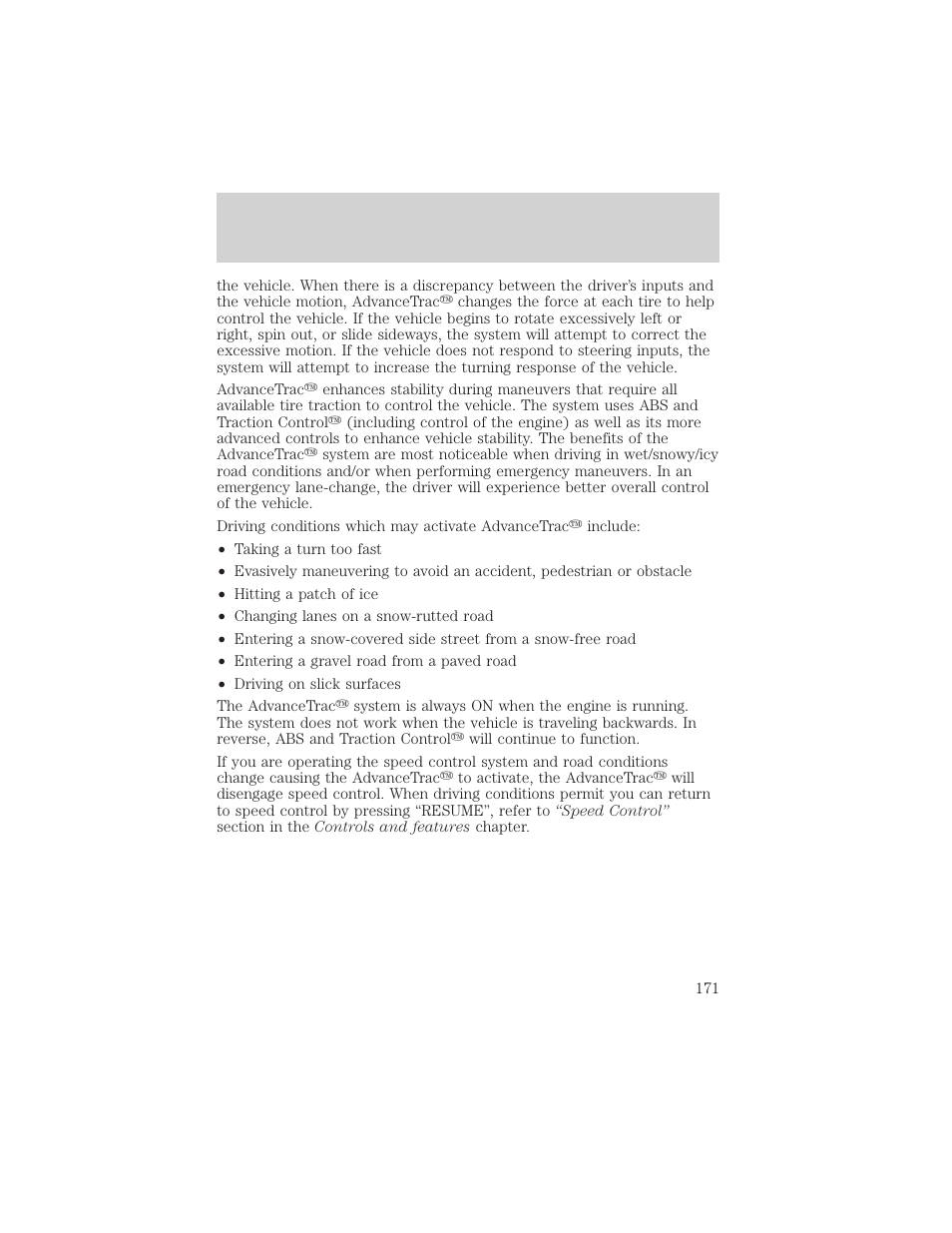 Driving | FORD 2001 Windstar User Manual | Page 171 / 288