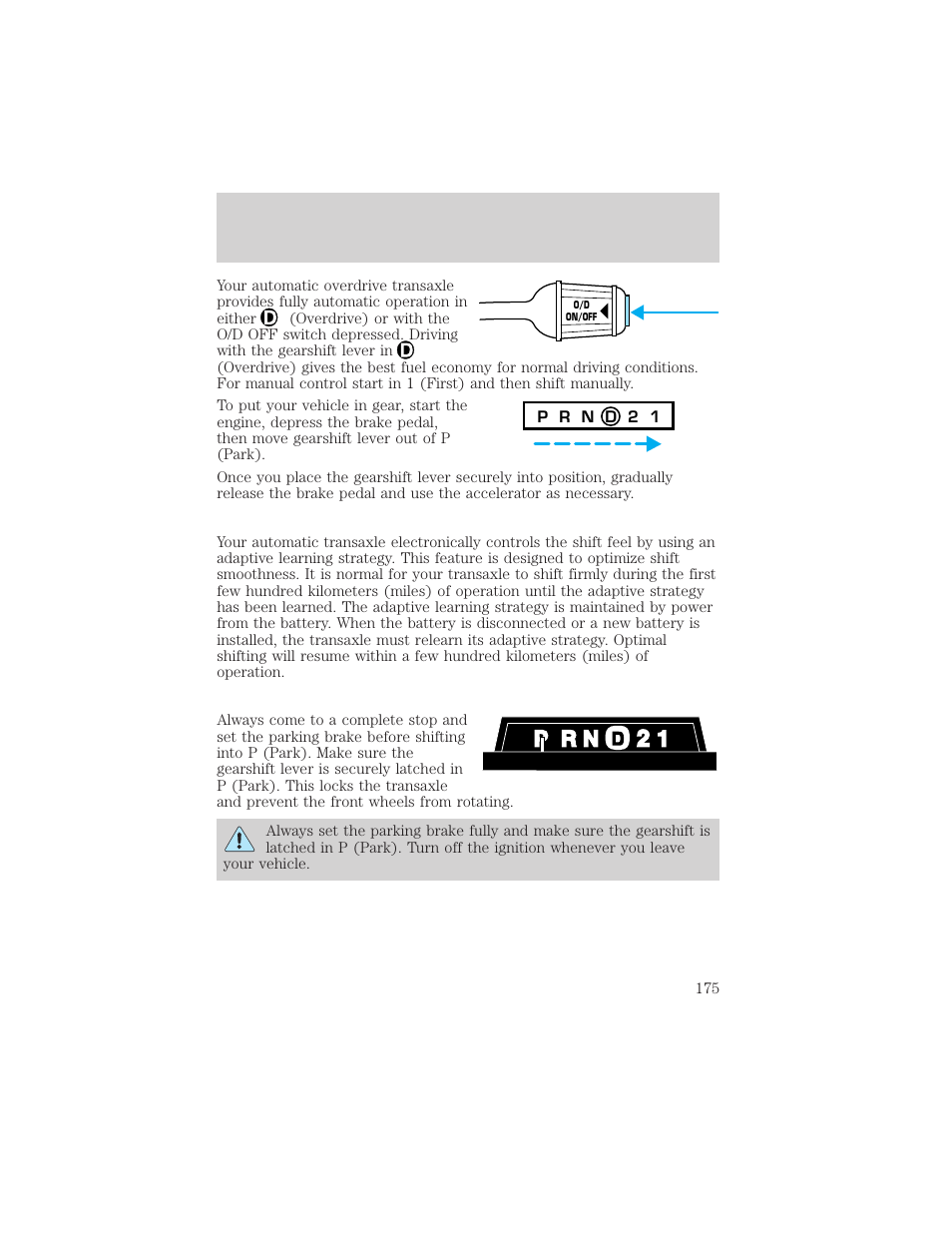 Driving | FORD 2001 Windstar User Manual | Page 175 / 288