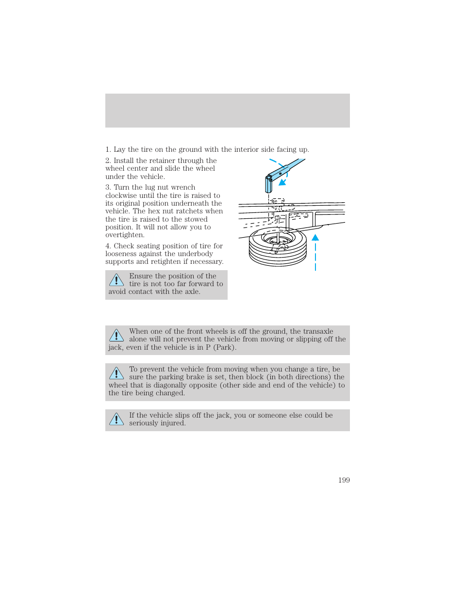 Roadside emergencies | FORD 2001 Windstar User Manual | Page 199 / 288