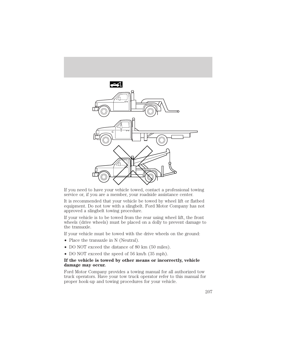 Roadside emergencies | FORD 2001 Windstar User Manual | Page 207 / 288