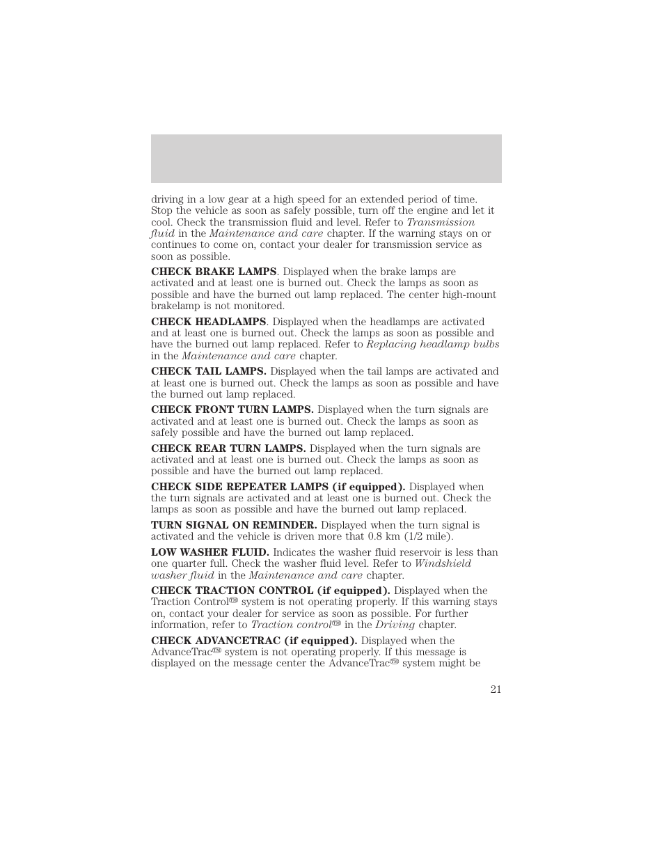 Instrumentation | FORD 2001 Windstar User Manual | Page 21 / 288
