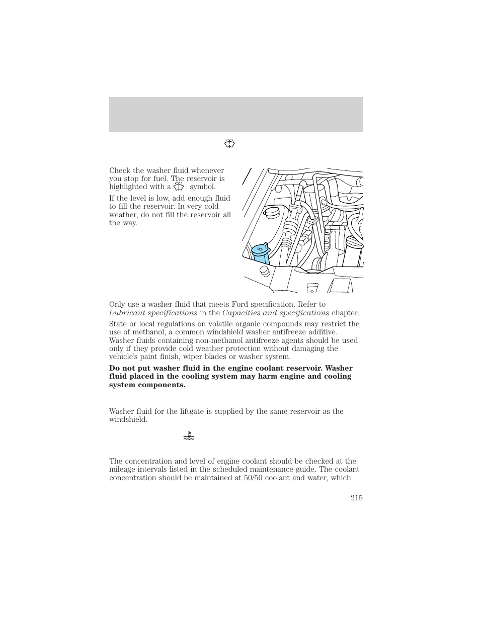 Maintenance and care | FORD 2001 Windstar User Manual | Page 215 / 288